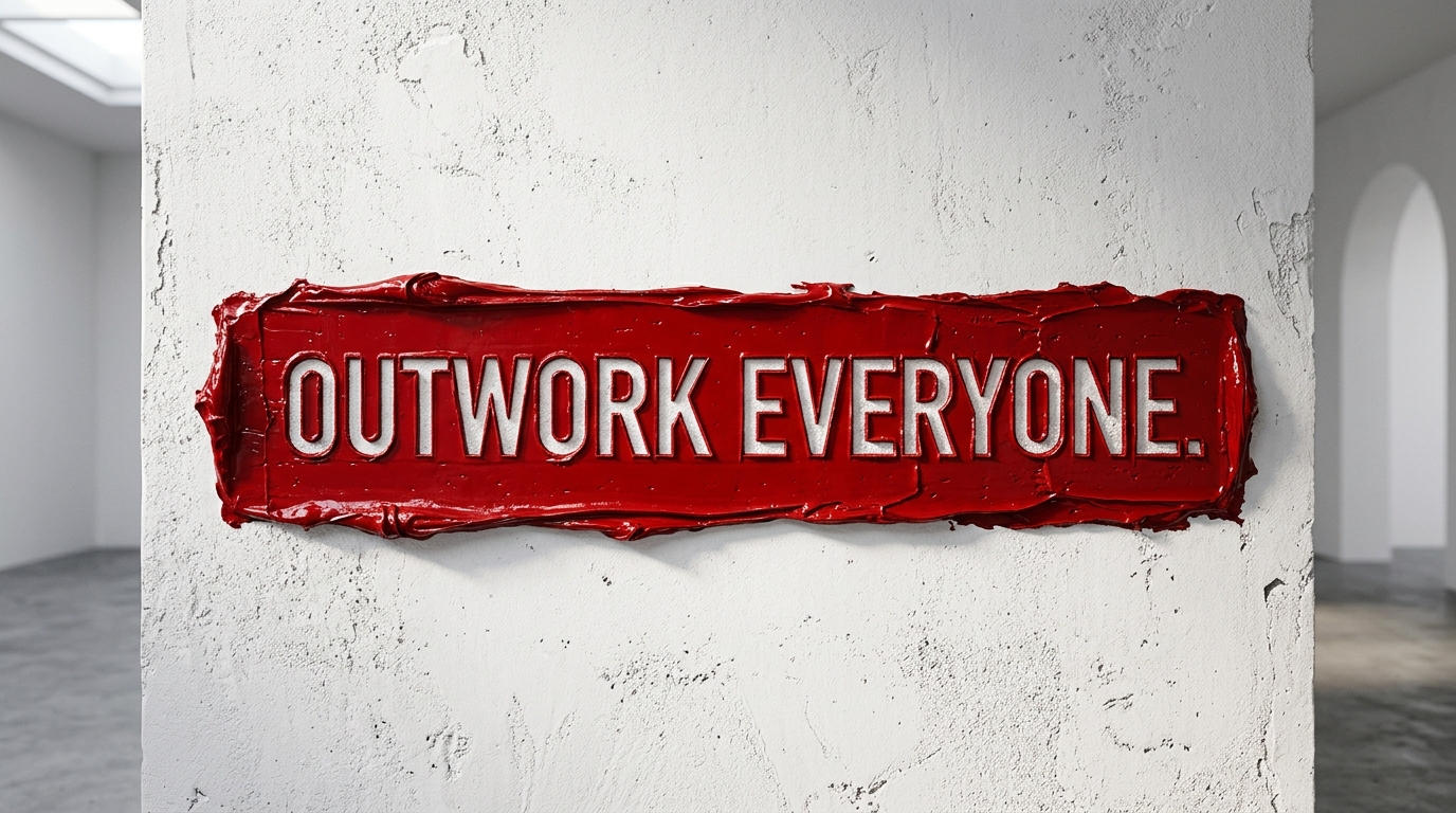 'OUTWORK EVERYONE.' (Crimson Plaque)